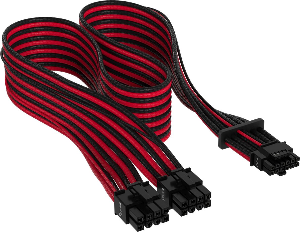 CORSAIR Premium Individually Sleeved 12 4pin PCIe Gen 5 12VHPWR 600W cable Type 4 BLACK/RED